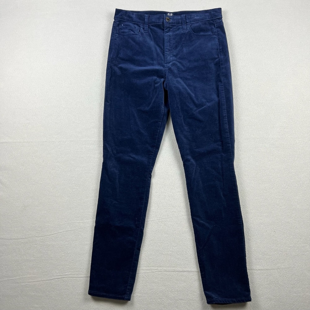 Gap Womens 30 Navy Blue Velour True Skinny Pants High Rise Stretch Slim Fit